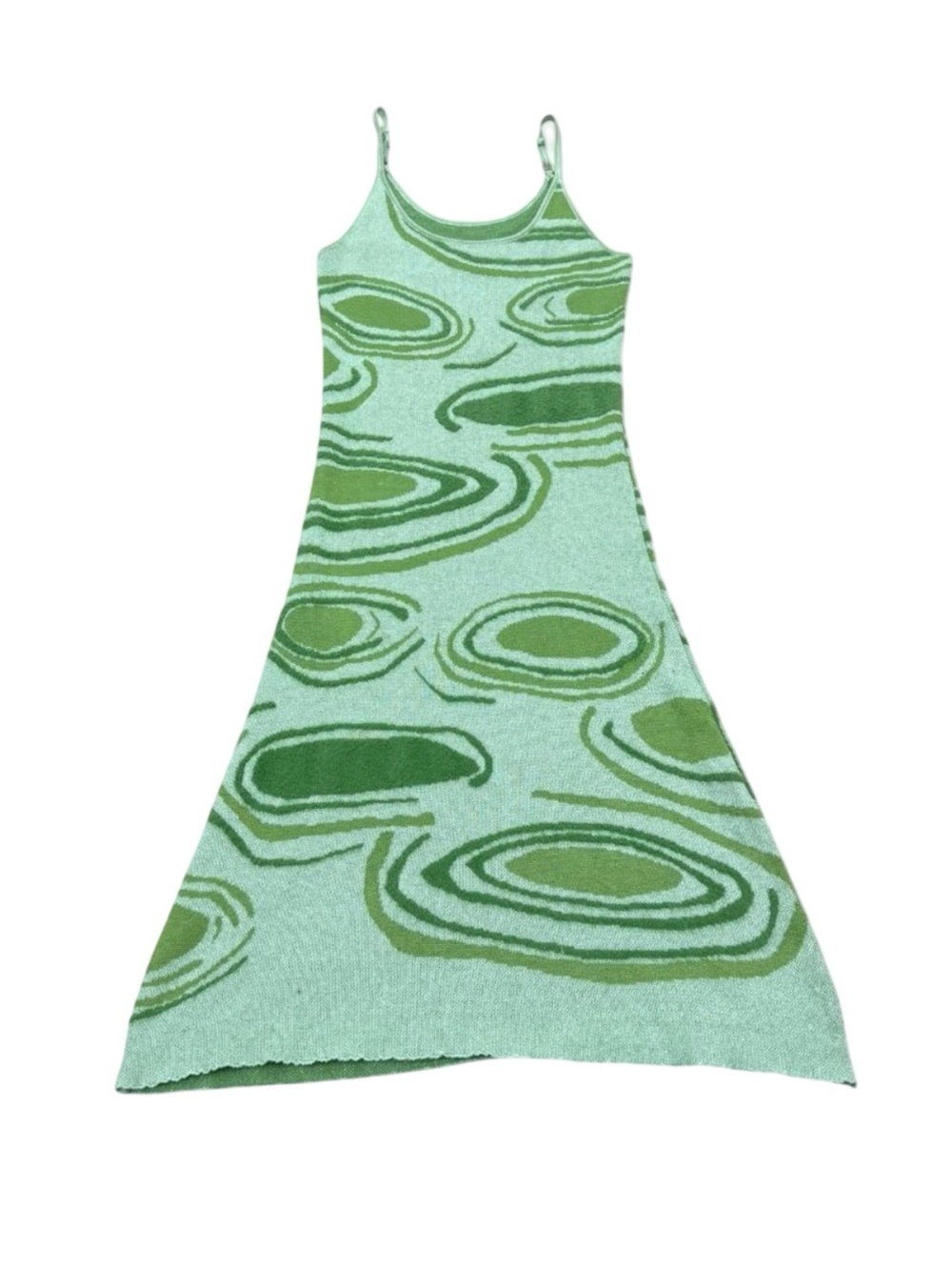 Vintage Y2K Green Cutout Knit Slip Dress